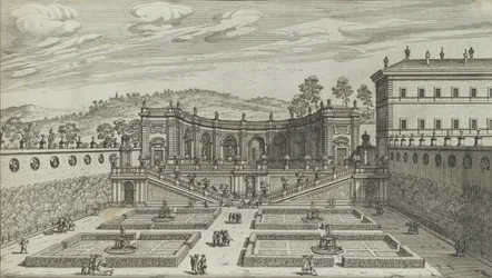 Otra vista en perspectiva del teatro y jardín contiguo de Mondragone en Frascati, 1691 o después