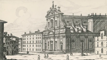 Iglesia de San Ignacio de Loyola en el Campo de Marte, Roma, grabado por Giovanni Battista Falda (1640 o 1643-1678), Italia