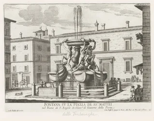 Fuente de las Tortugas op Piazza Mattei te Rome Fuente en la Piazza de ss.ri Mattei (título sobre objeto) Fuentes de Roma (título de la serie) Fonteinen van Rome (título de la serie)