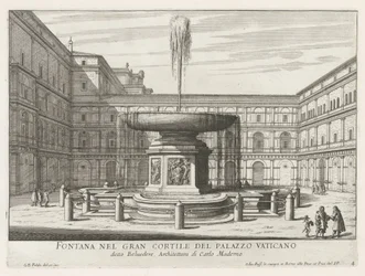 Fontein in de Cortile del Belvedere en het Vaticaan Fuente en el gran patio del Palacio Vaticano (título sobre objeto) Fuentes de Roma (título de la serie) Fonteinen van Rome (título de la serie)