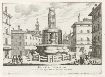 Fontein op Piazza Giudia te Rome Fuente en Piazza Giudea (título sobre objeto) Fuentes de Roma (título de la serie) Fonteinen van Rome (título de la serie)