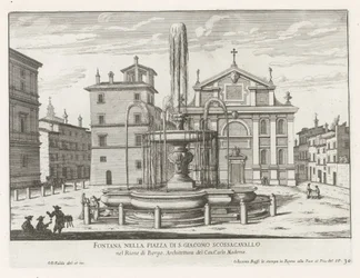 Fontein op Piazza Scossacavalli te Roma Fuente en la Piazza di S. Giacomo Scossacavallo (título sobre objeto) Fuentes de Roma (título de la serie) Fonteinen van Rome (título de la serie)