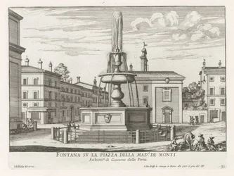Fontein op Piazza della Madonna dei Monti te Roma Fuente en la Piazza della Mad.a de Monti (título sobre objeto) Fuentes de Roma (título de la serie) Fonteinen van Rome (título de la serie)