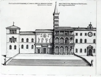 La logia de la bendición de la antigua basílica del Vaticano
