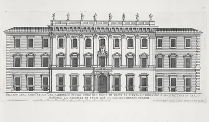 Vista de la fachada del Palazzo Chigi, Roma, diseñado por Matteo di Castello, Carlo Maderno (1556-1629) y Giovanni Bernini (1598-1680)