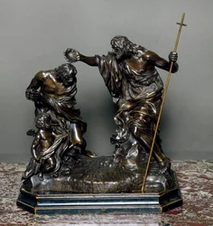 El bautismo de Jesús. Escultura de bronce