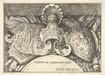 Placa 2: trofeos de armas romanas de las decoraciones sobre las ventanas del segundo piso