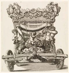 Vista Frontal del Primer Carro (1686 de Lord Castlemaine por Andrea Cornelly después de Ciro Ferri, 1687-1700
