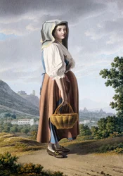 Campesino en el fondo de Maddaloni, por Giovan Battista Lusieri (ca 1755-1821), acuarela sobre papel 32x23 cm, Italia