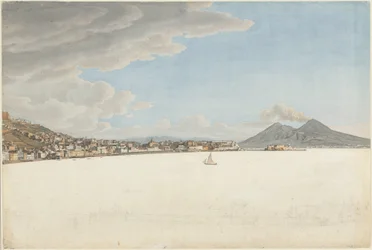 La bahía de Nápoles con los montes Vesubio y Somma