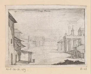 Vista del Foro Romano en Roma Campo Vaccino (título sobre objeto) Vistas de Roma (título de la serie) Alcune vedute et prospettive di luoghi dishabitati di Roma (título de la serie)