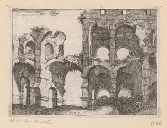 Restos del Coliseo de Roma Listesso (título sobre objeto) Vistas de Roma (título de la serie) Alcune vedute et prospettive di luoghi dishabitati di Roma (título de la serie)
