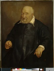 Retrato de Christoforo Novati (?) (Retrato de C. Novati). Pintura de Giovan Battista Moroni (1520 o 1525-1578), óleo sobre lienzo. Arte italiano (Bérgamo)