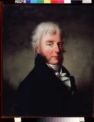 Retrato del Príncipe Sergei F. Golitsyn (1749-1810). Pintura de Giovanni Battista Damon Ortolani (1750-después de 1810), óleo sobre lienzo anterior a 1810. Arte italiano, clasicismo del siglo XIX. Museo Estatal V. Tropinin, Moscú