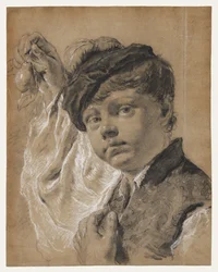 Un niño sosteniendo una pera (Giacomo Piazzetta?)