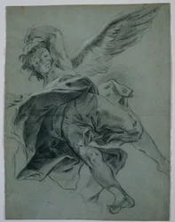 Un ángel volador (recto); Estudios de manos tocando instrumentos (verso)