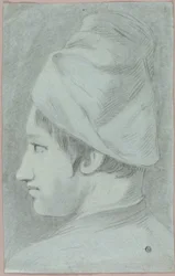 Cabeza de niño con sombrero de perfil