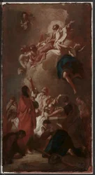 Boceto para "La Asunción de la Virgen" (para Santiago Apóstol, Zbraslav, cerca de Praga), hacia 1744 (óleo sobre lienzo)