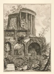 Otra vista del templo de la Sibila en Tivoli, de Vedute di Roma