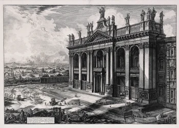 Vista de la fachada de la basílica de San Juan de Letrán (de: Vedute di Roma)