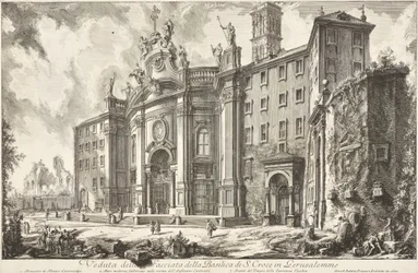 Vista de la fachada de la basílica de Santa Croce in Gerusalemme