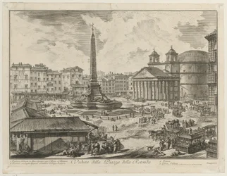 Vista de la Piazza della Rotonda con el Panteón y el obelisco