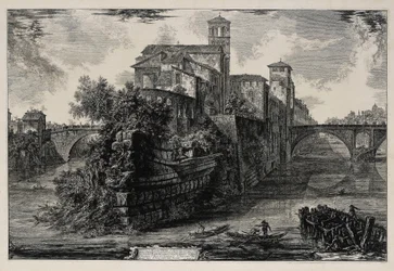 Vista de la isla Tiberina (de: Vedute di Roma)
