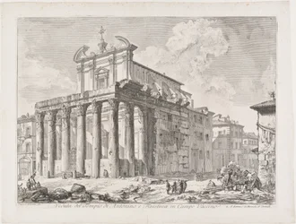 Vista del templo de Antonino y Faustina en el Campo Vaccino