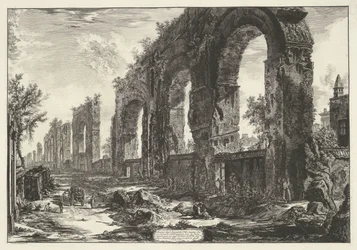 Acueducto van Nero te Rome Restos de los Acueductos Neronianos que querían destruir para su vejez (...) (título sobre objeto) Gezichten op Rome (título de la serie) Vistas de Roma diseñadas y grabadas por el arquitecto Giambattista Piranesi Ve (nez) iano (