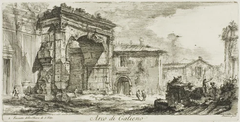 Arco de Galieno. I. Fachada de la iglesia de S. Vito, lámina 29 de Algunas vistas de arcos de triunfo y otros monumentos