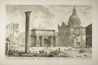 Arco de Septimio Severo por el que pasaba la antigua Vía Sagrada que llevaba a los vencedores al Capitolio, desde Vistas de Roma