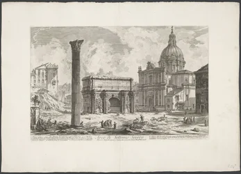 Boog van Septimius Severus en el Foro Romano Arco de Septimio Severo (...) (título sobre objeto) Gezichten op Rome (título de la serie) Vistas de Roma diseñadas y grabadas por el arquitecto Giambattista Piranesi Ve (nez) iano (título de la serie)