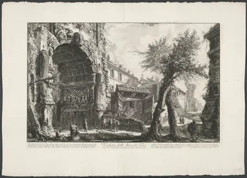 Boog van Titus te Roma Vista del Arco de Tito (título sobre el objeto) Gezichten op Rome (título de la serie) Vistas de Roma diseñadas y grabadas por el arquitecto Giambattista Piranesi Ve (nez) iano (título de la serie)
