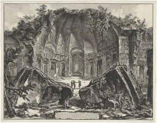 Canopus en de Villa Adriana t y Tivoli Restos del Templo del Dios Canopus en Villa Adriana en Tivoli (título sobre objeto) Gezichten op Rome (título de la serie) Vistas de Roma diseñadas y grabadas por el arquitecto Giambattista Piranesi Ve (nez) iano (tít