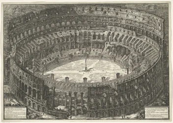 Coliseo de Roma Vista del Anfiteatro Flavio conocido como Coliseo (título sobre el objeto) Gezichten op Rome (título de la serie) Vistas de Roma diseñadas y grabadas por el arquitecto Giambattista Piranesi Ve (nez) iano (título de la serie)