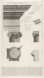 Cornisa y columna del Templo de Fortuna Virilis, de Tempio della Fortuna Virile, 1756