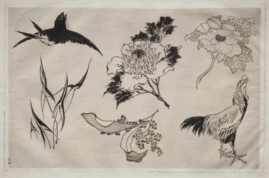 Servicio de Cena (servicio Rousseau): Golondrina, Gallo y Flores (n.º 8)