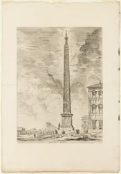 Obelisco egipcio. Este fue erigido por el Papa Sixto V en la Plaza de San Juan de Letrán, de Vistas de Roma