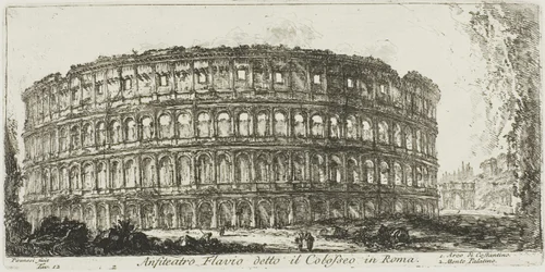 Anfiteatro Flavio, llamado el Coliseo. 1. Arco de Constantino. 2. Colina Palatina, placa 12 de Algunas vistas de arcos triunfales y otros monumentos