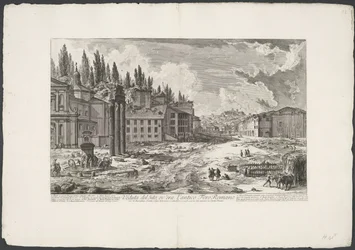 Forum Romanum met de Tempel van Jupiter Stator te Rome Vista del Sitio, donde estaba el antiguo Foro Romano (título sobre objeto) Gezichten op Rome (título de la serie) Vistas de Roma diseñadas y grabadas por el arquitecto Giambattista Piranesi Ve (nez) ia