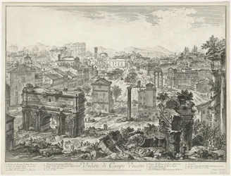 Foro Romano de Roma Vista de Campo Vaccino (título sobre objeto) Gezichten op Rome (título de la serie) Vistas de Roma diseñadas y grabadas por el arquitecto Giambattista Piranesi Ve (nez) iano (título de la serie)