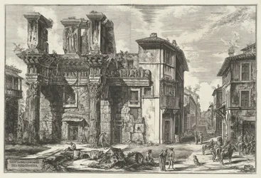 Foro de Nerva te Roma Vista de los restos del Foro de Nerva (título sobre objeto) Gezichten op Rome (título de la serie) Vistas de Roma diseñadas y grabadas por el arquitecto Giambattista Piranesi Ve (nez) iano (título de la serie)