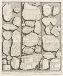 Fragmentos de mármol del plano de la antigua Roma