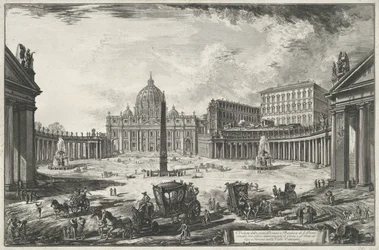 Vista de la Plaza de San Pedro con la Basílica de San Pedro en la Ciudad del Vaticano Veduta della gran Piazza e Basilica di S. Pietr (...) (título sobre el objeto) Vistas de Roma (título de la serie) Vedute di Roma disegnate ed incise da Giambattista Pira