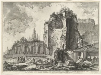 Gezichten op Rome, de Campagna, etc. (122 cuchillas) Vista de los restos de dos Tricliniums que pertenecieron a la Casa Dorada de Nerón (...) (título sobre objeto) Gezichten op Rome (título de la serie) Vistas de Roma diseñadas y grabadas por Giambattista 