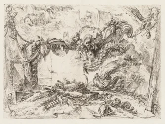 Groteschi: Ruinas con calaveras y un jarrón humeante, ca. 1745-50