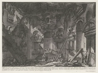 Interieur van draftombe bij Vigna Casali Vista interna de la cámara sepulcral en el viñedo Casali en Porta S. Sebastiano (título sobre objeto) Archeologische vondsten in en rond Rome (título de la serie) Antigüedades romanas (título de la serie)