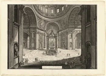 Vista interior de la Basílica de San Pedro en el Vaticano, cerca de la Tribuna, de Vistas de Roma