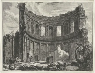 Kleine paleis en Villa Adriana t y Tivoli Restos del Templo llamado Apolo en la Villa Adriana cerca de Tívoli (título sobre el objeto) Gezichten op Rome (título de la serie) Vistas de Roma diseñadas y grabadas por el arquitecto Giambattista Piranesi Ve (ne