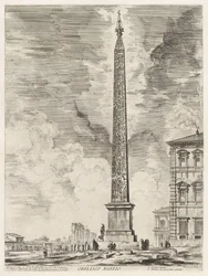 Obelisco egipcio. Este fue erigido por el papa Sixto V en la Piazza di S. Gio. Laterano, de Vedute di Roma (Vistas de Roma)